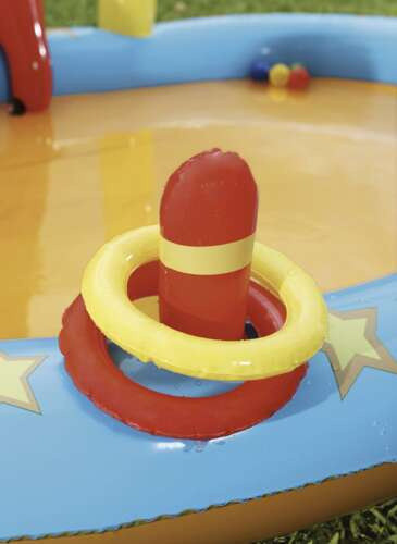 Bestway felfújható vízi játszótér, medence, csúszda, bowling, 435x213x117cm