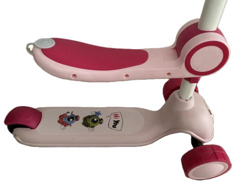 Gyerek háromkerekű roller, rózsaszín, ülőkével