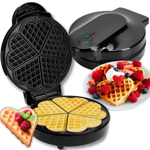 Gofrisütő, szív alakú, tapadásmentes, 1000W, 