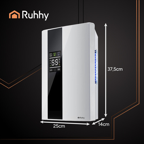 Ruhhy páramentesítő, légtisztító, érintőképernyős panellel, távirányítóval, intelligens, fehér