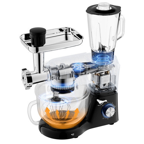 Ruhhy konhyai robotgép fűtött tállal, turmix géppel, húsdarálóval, kiegészítőkkel, 2300W