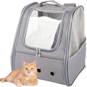  Hordtáska hátizsák kutyáknak, macskáknak és nyulaknak – szellőző ablakos, szürke (37 × 32 × 28 cm)
