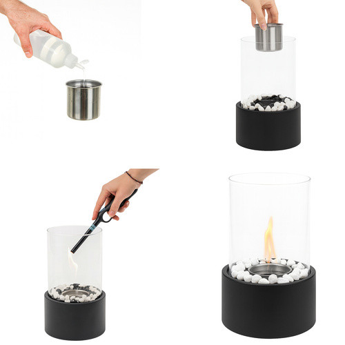 Kaminer biokandalló, látványkandalló, asztali kandalló, füstmentes, loft stílusú, üvegfalú,  univerzális használat, 28 x 16 x 16 cm