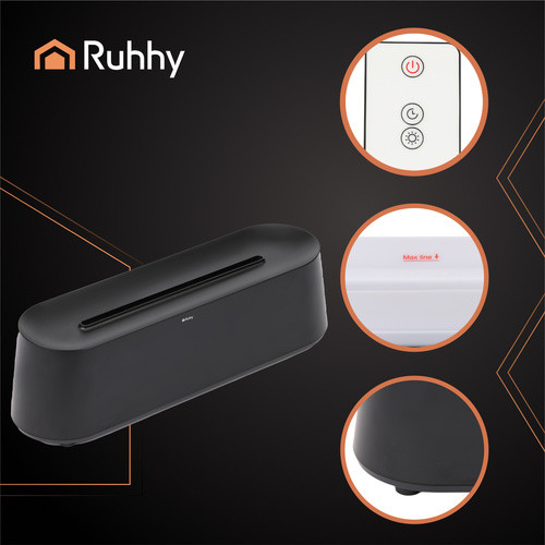 Ruhhy aroma diffúzor, párásító, tűzhatású lánggal, Led-es világítással, 250 ml, fekete 