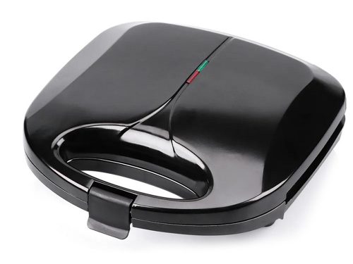 Szendvicssütő – Dupla háromszög alakú lapokkal, 750 W teljesítmény, tapadásmentes bevonat (fekete)