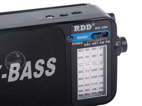 Konyharádió / hordozható építési rádió – RDD RD-306 X-BASS, FM/AM/SW, újratölthető, zseblámpával