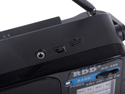 Konyharádió / hordozható építési rádió – RDD RD-306 X-BASS, FM/AM/SW, újratölthető, zseblámpával