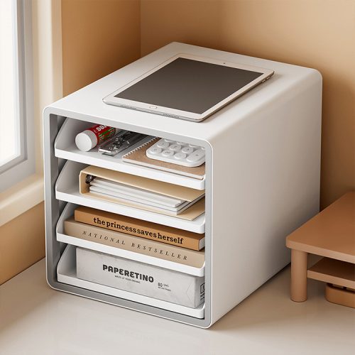 4 szintes kihúzható fiókos irodai dokumentumrendező – környezetbarát, strapabíró műanyagból