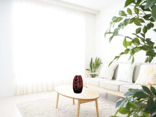 Kerámia vízesés füstölőtartó + 10 füstölő – aromaterápiás illat kandalló, piros, 20cm x 9cm