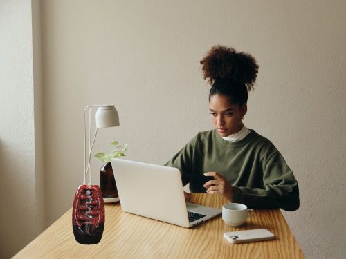 Kerámia vízesés füstölőtartó + 10 füstölő – aromaterápiás illat kandalló, piros, 20cm x 9cm