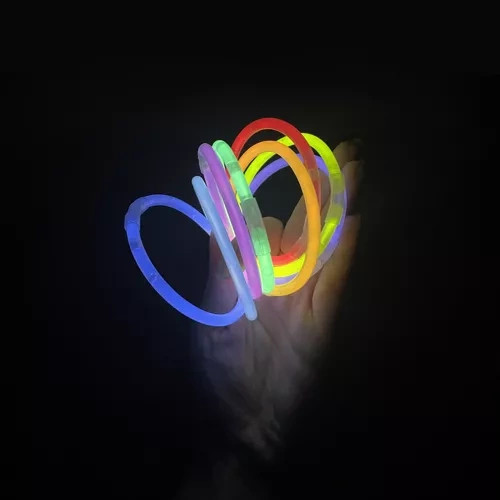 Fluoreszkáló világító karkötők és pálcák – 100 db + csatlakozók