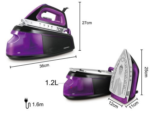 Gőzfejlesztős vasaló állomással – kerámia bevonat, 2400 W, TOBI Steam Surge PRO