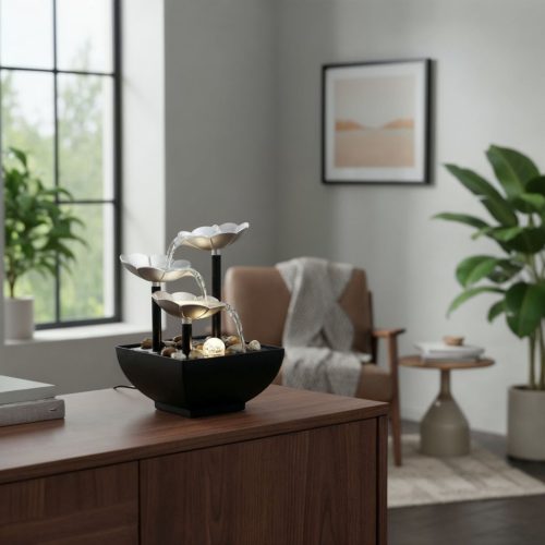 Beltéri LED-es szobaszökőkút – Feng Shui dekoráció USB táplálással