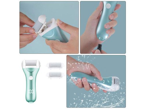 Elektromos sarokreszelő LCD kijelzővel – bőrkeményedés eltávolító készlet 3 görgővel