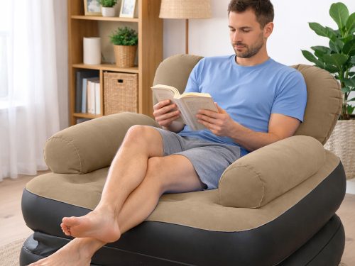 2-in-1 felfújható kanapé fotel – összecsukható ágy háttámlával és karfával