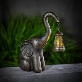   LED-es szolár lámpa - elefánt - melegfehér - műanyag - 30,5 x 12 x 24 cm