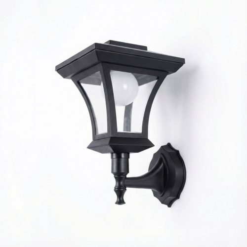 LED-es szolár lámpa - fali - 21 x 21 cm - 8 LED - fekete - melegfehér