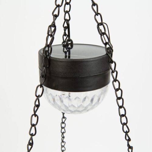 Felakasztható LED szolár - virág kaspó - fekete - műanyag - 26 x 16 cm