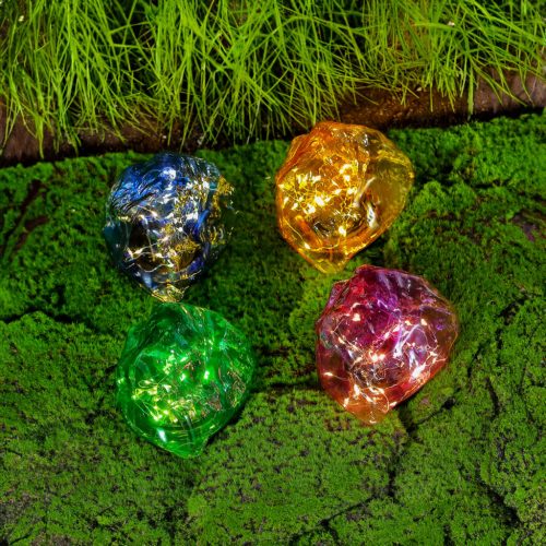 Leszúrható szolár lámpa - kavics forma - színes - 140 x 120 x 120 mm - melegfehér LED