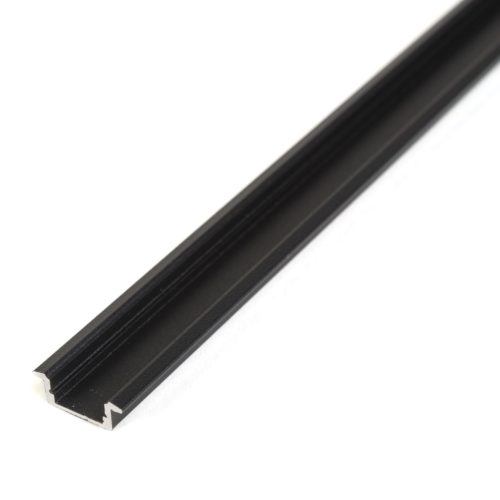 LED aluminium profil sín - 2000 x 23(17) x 8 mm - süllyeszthető U profil - fekete