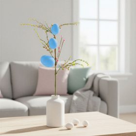 Húsvéti tojásfa ág - csillámos - kék - 40 x 16 cm