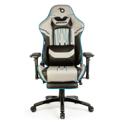 Gamer szék párnával - szürke/fekete/kék - 84 x 52 / 48 x 50 cm