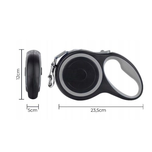 Póráz - 8 m - fekete / szürke