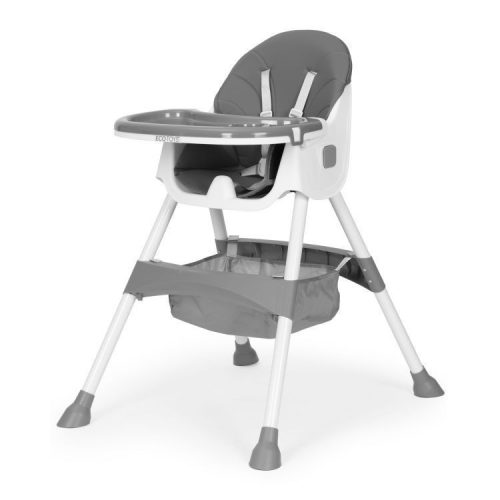 Gyerek etetőszék tálcával és kosárral 5 pontos biztonsági övvel szürke