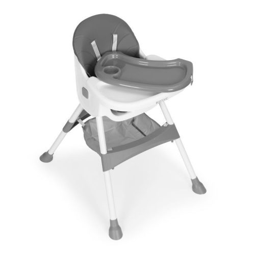 Gyerek etetőszék tálcával és kosárral 5 pontos biztonsági övvel szürke
