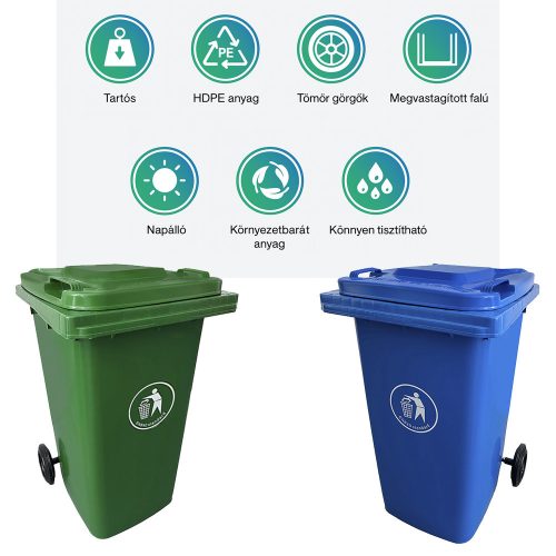 Hulladéktároló 120L zöld