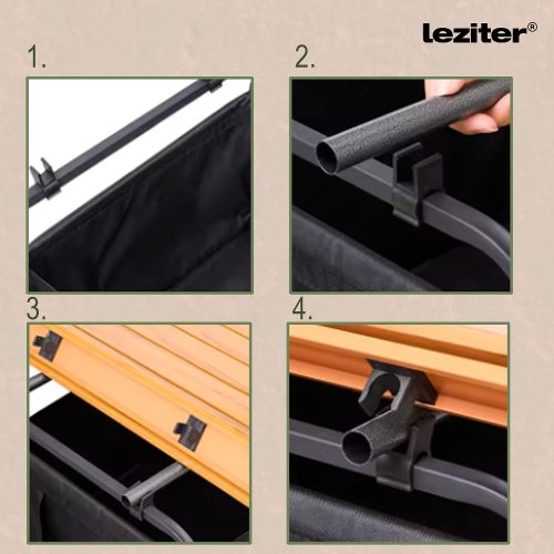 Összecsukható standard kerti strandkocsi asztallal szürke