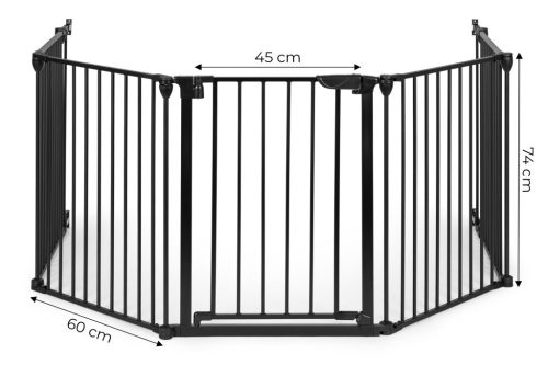 Biztonsági korlát 5 paneles 60 cm fém fekete