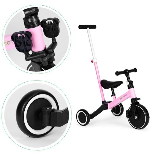 Tricikli tolókarral 2 az 1-ben rózsaszín